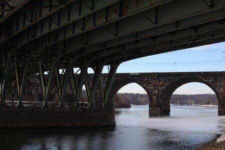 Under the bridges - Winter in Philadelphia nature backgroundの写真素材