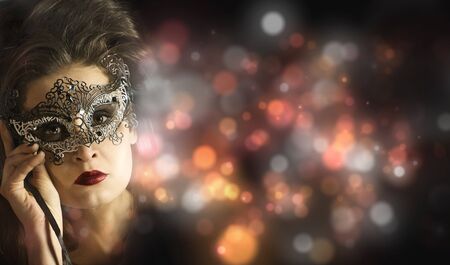 Beautiful Girl in a Carnival mask. Masqueradeの写真素材