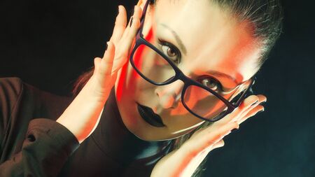 Beautiful Girl in a Carnival mask. Masqueradeの写真素材