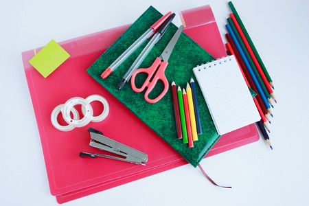 Set of school and office stationery. Objects isolated on white background.