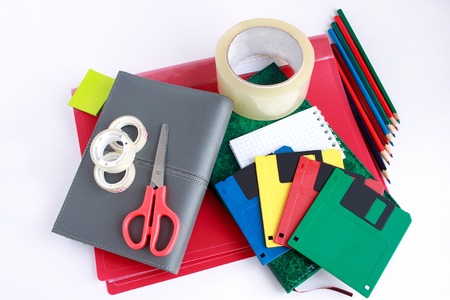 Different office and school stationery.の写真素材