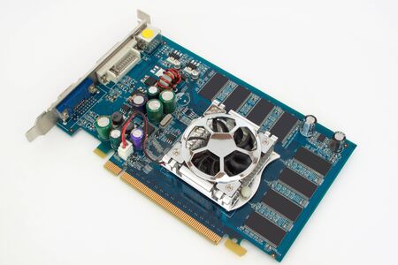 Video card for a personal computer. Momern technology. Isolated object.の写真素材