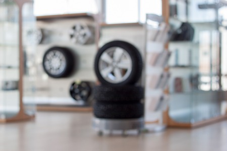 Autoshop. Spare parts and accessories. Themed blur background with bokeh effect.の写真素材