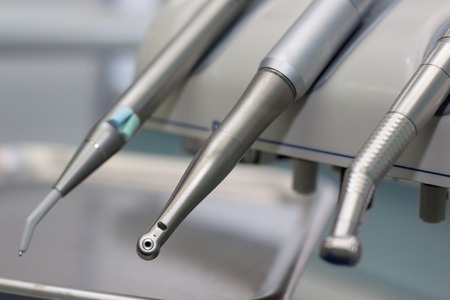 Group of dental tools and equipment for the treatment of teeth. Healthy lifestyle.の写真素材