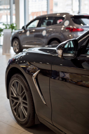 Russia, Izhevsk - October 10, 2019: Hyundai showroom. New Genesis G70 in the dealer showroom....