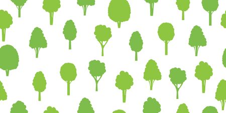 Seamless pattern from green trees. Ecological concept and environment conservation. Isolated on a white background. Vector illustration.のイラスト素材