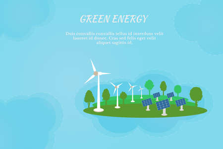 Concept of environment conservation and renewable energy. Vector Illustration. Copy space for your text.のイラスト素材