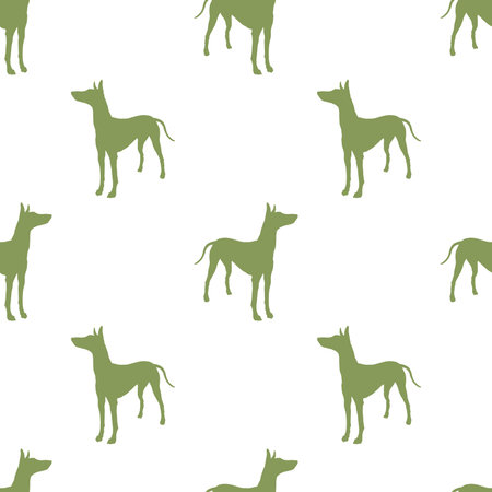Standing pharaoh hound isolated on white background. Seamless pattern. Dog silhouette. Endless texture. Design for wallpaper, wrapping paper, fabric, decor, design. Vector illustrationのイラスト素材