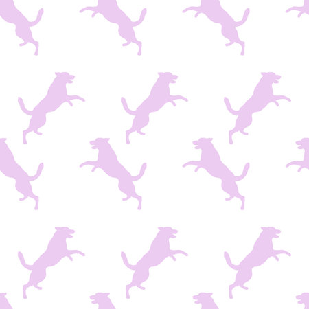 Seamless pattern. Jumping east european shepherd puppy isolated on white background. dog silhouette. Endless texture. Design for wallpaper, fabric, template, surface design. vector illustration.のイラスト素材