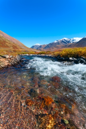 the transparent river in mountainsの写真素材