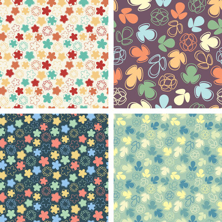 naive flowers in pattern setのイラスト素材