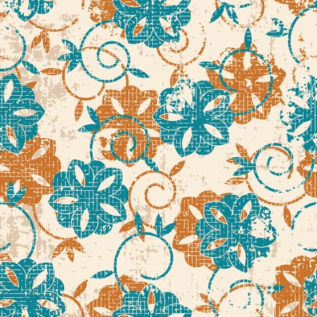 flowers with leaves in grunge styleのイラスト素材