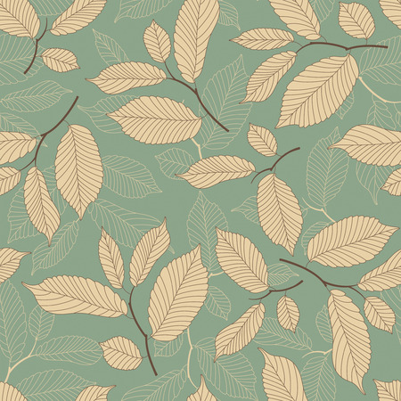 leaves on a blue background in seamless patternのイラスト素材