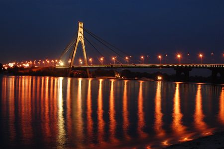 Moscow bridge across Dnepr river. Kiev,Ukraineの写真素材