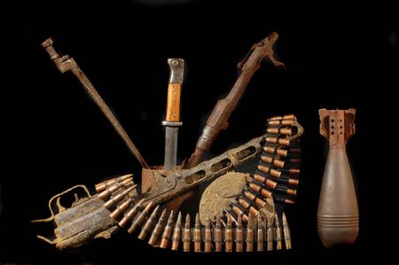 Military archeology.World War II remains.Found with metal detector の写真素材