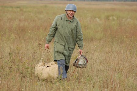 CHERNIGOW, UKRAINE - AUG 29: Members of Red Star military history club wear historical German...