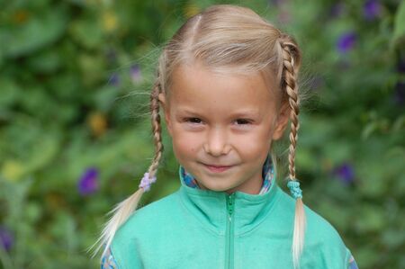 portrait of a cute little girl の写真素材