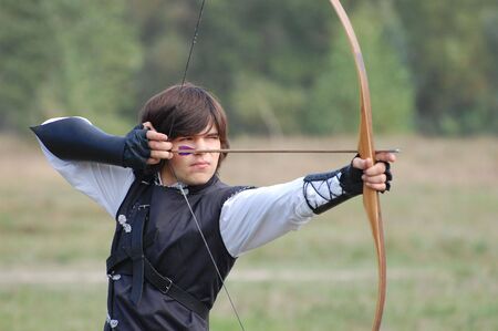 KIEV, UKRAINE - SEP 19: Participant of Festivale of medieval costume wears historical costume September 19, 2010 in Kiev, Ukraine のeditorial素材