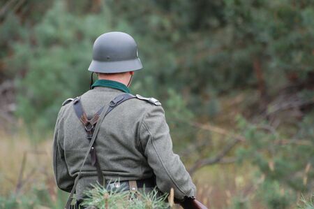 German soldier.WW2 historical reenactmentの写真素材