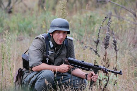 German soldier.WW2 historical reenactment