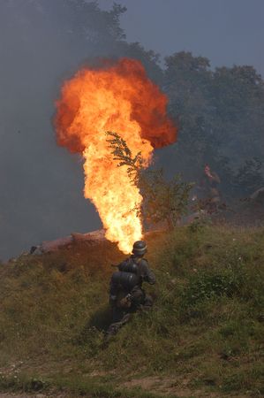 German soldier with flame-thrower