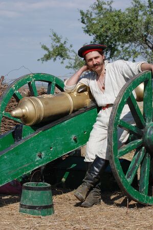 Russian soldier of Crimean War.Reenactmentの写真素材