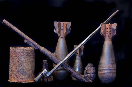 Military archeology.World War II remains.Excavated in Ukraine with metal-detector の写真素材