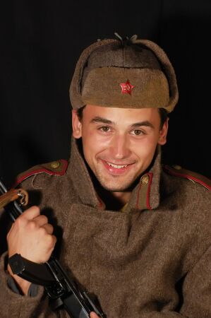 Person wears Soviet military uniform of WW2