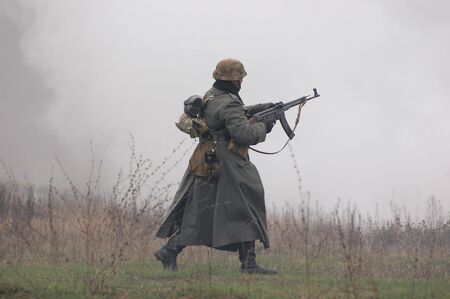 German soldier.WW2 historical reenactmentの写真素材
