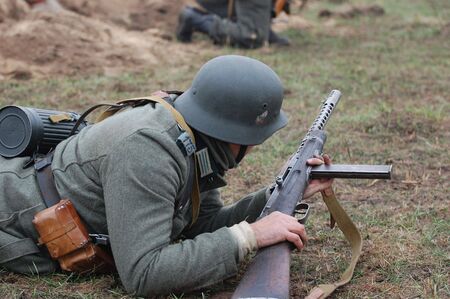 German soldier.WW2 historical reenactmentの写真素材
