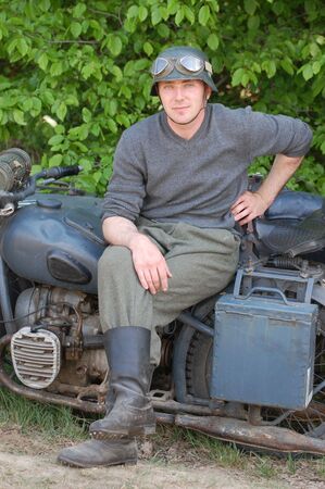 German soldier.WW2 historical reenactmentの写真素材