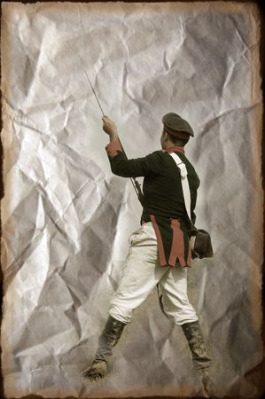 Person in Russian military uniform of Crimean War time 