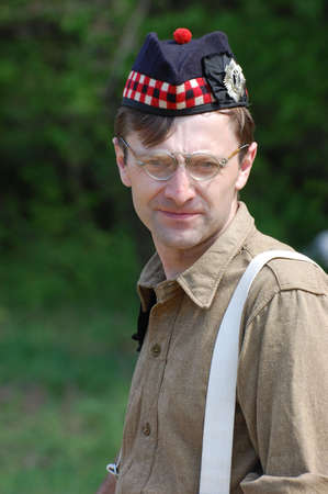 KIEV ,UKRAINE. May 9 , 2008. Military history club Red Star. Historical military reenacting. War in...
