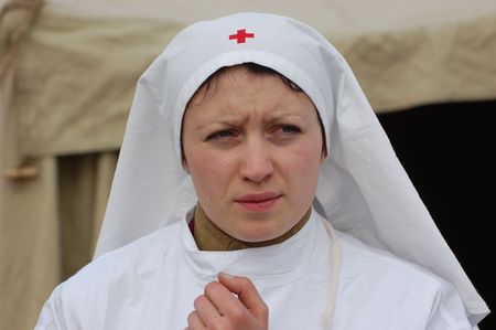 KIEV, UKRAINE - NOV 7: member of Red Star history club wears historical Soviet uniform during historical reenactment of Kiev Liberation in 1943, November 7, 2010 in Kiev, Ukraine のeditorial素材