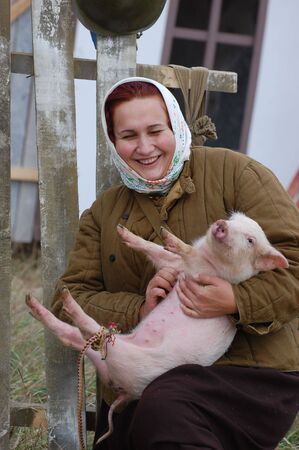 KIEV, UKRAINE - NOV 7: member of Red Star history club wears historical Ukrainian costume during historical reenactment of Kiev Liberation in 1943, November 7, 2010 in Kiev, Ukraine のeditorial素材