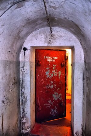 Military bunker.Soviet.Builded before WW2.After WW2 used as fallout shelter for local Communist Party leaders.In present time-museum.Korosten.Town near Chernobyl area.Ukraine.25 November,2010 のeditorial素材