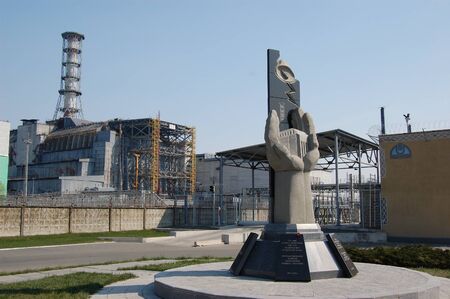 APR. 25,2009 Chernobyl area. Chernobyl. Monument in memory of disaster.  Ukraine. Kiev region.April 25,2009のeditorial素材