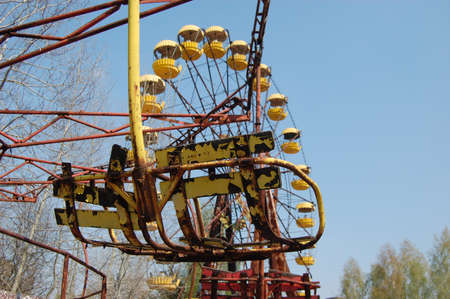 APR. 25,2009 Chernobyl area. Lost city Pripyat. Ferris wheel in Pripyat.Modern ruins. Ukraine. Kiev region.April 25,2009のeditorial素材
