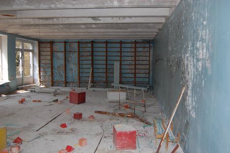 APR. 25,2009 Chernobyl area. Lost city Pripyat. Modern ruins. Kindergarten.Ukraine. Kiev region.April 25,2009 のeditorial素材