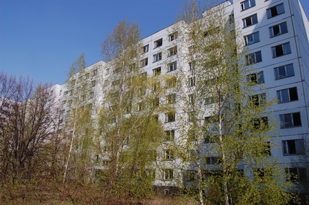 APR. 25,2009 Chernobyl area. Lost city Pripyat. Modern ruins. Ukraine. Kiev region.April 25,2009 のeditorial素材