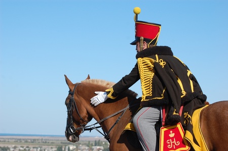 Russian Hussar. Kiev's Hussar Regiment. Crimean War time の写真素材