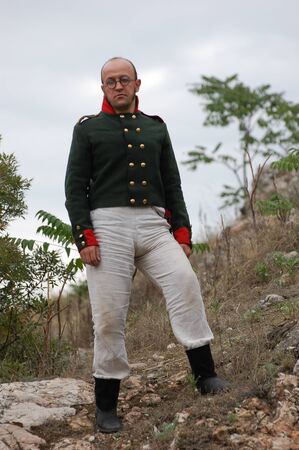 CRIMEA, UKRAINE - SEPTEMBER 26: Member of military history club ALMA wears Russian historical...