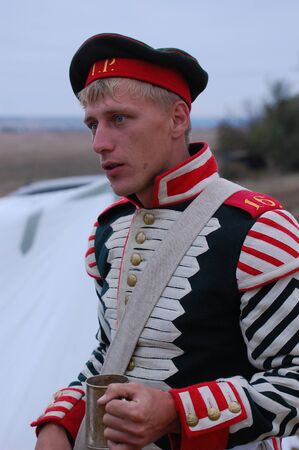 Member of military history club ALMA wears  Russian historical uniform 