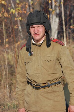 KIEV,UKRAINE. 8 November 2008 Person in Soviet WW2 military uniform. Member of military history club...