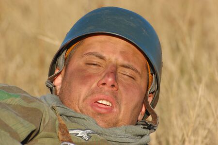 KIEV,UKRAINE - NOV 9: Person in German WW2 military uniform. Member of military history club Red Star. Historical military reenacting Kiev ,Ukraine. 7-9 November 2008 のeditorial素材