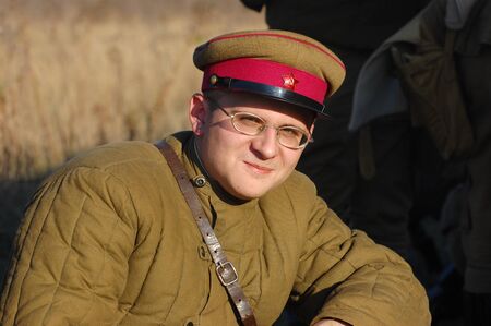 KIEV,UKRAINE. 7 November 2008 Person in Soviet WW2 military uniform. Member of military history club...