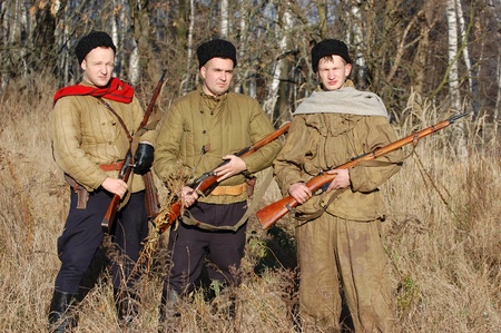 KIEV,UKRAINE. 9 November 2008 Person in Soviet WW2 military uniform. Member of military history club Red Star. Historical military reenacting Kiev ,Ukraine. 7-9 November 2008 のeditorial素材