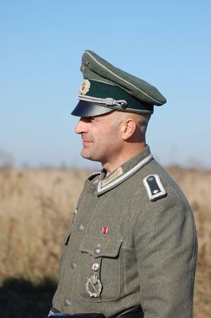 KIEV,UKRAINE. 8 November 2008 Person in German WW2 military uniform. Member of military history club...