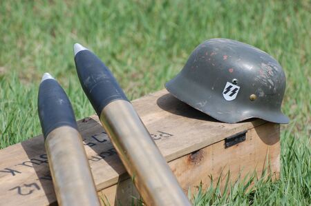 KIEV, UKRAINE - MAY 8 : Red Star military history club. German munition and weapon replica during historical reenactment of WWII on May 8, 2011 in Kiev, Ukraine のeditorial素材