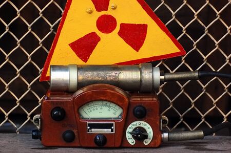 August 12 ,2011.Old Soviet military radiometer. DP-5V . Near Chernobyl area,Ukraine  のeditorial素材